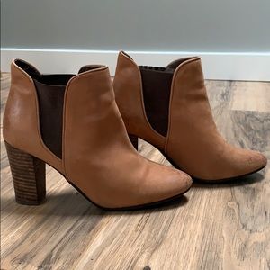 Initial Brand Tan Leather Booties